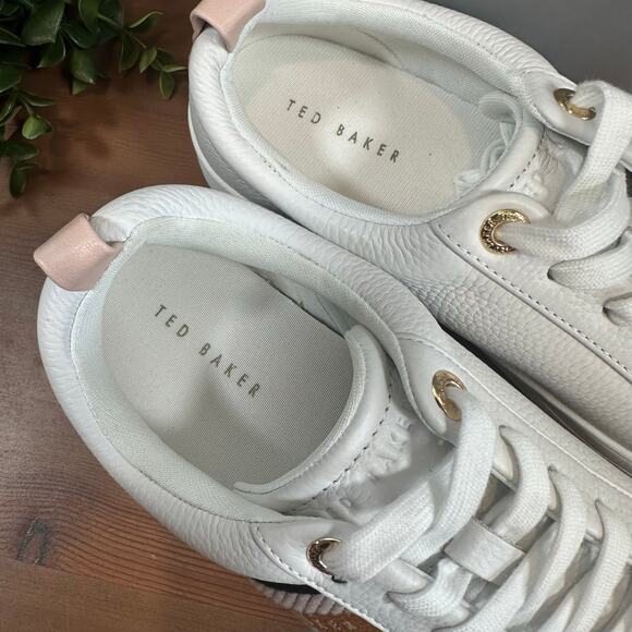 Ted Baker Women's Pink White Leather Sneakers Size 8.5 - Picture 7 of 9